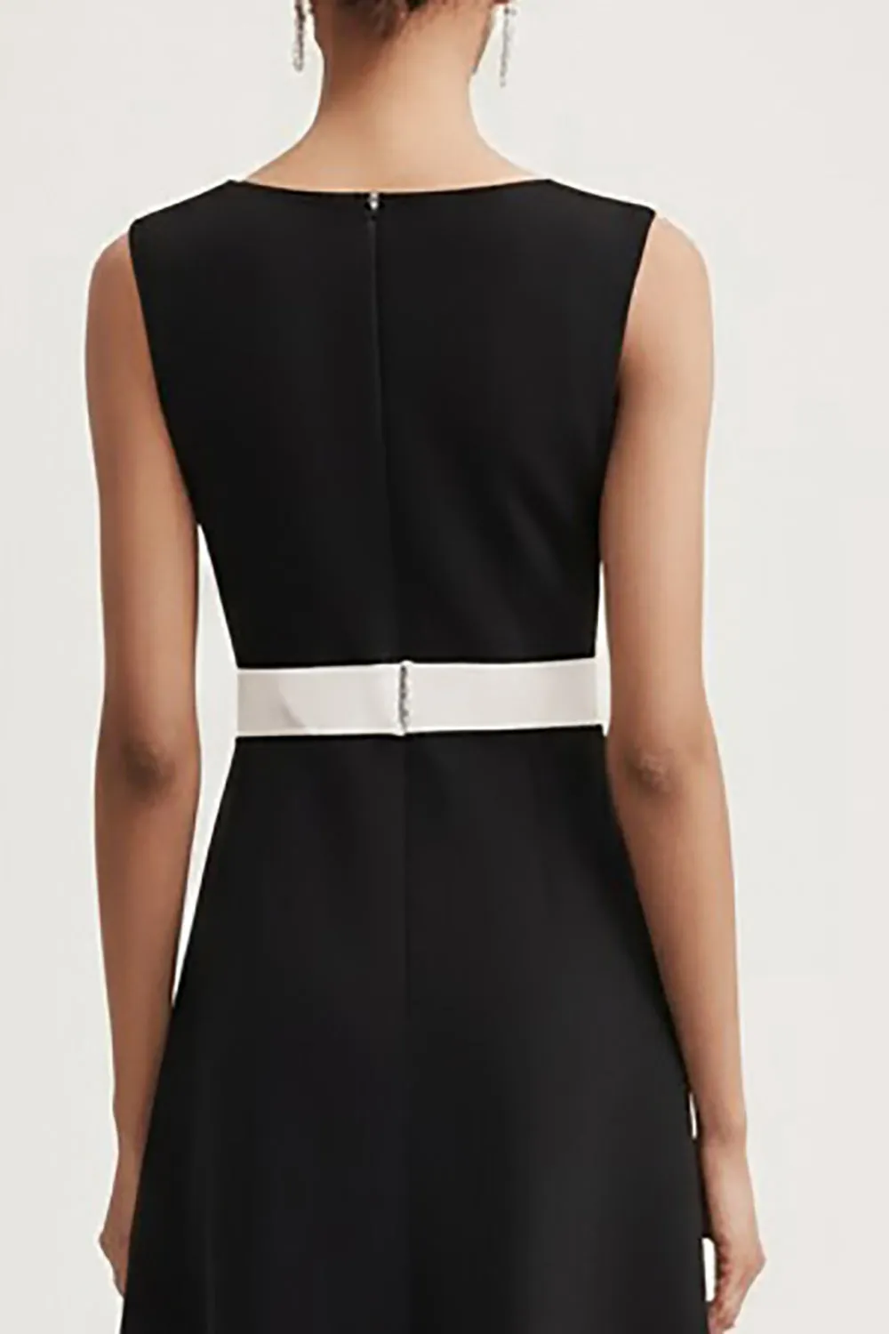 Black and White A Line Satin Long Work Dress sold by Zapaka product image thumbnail 4