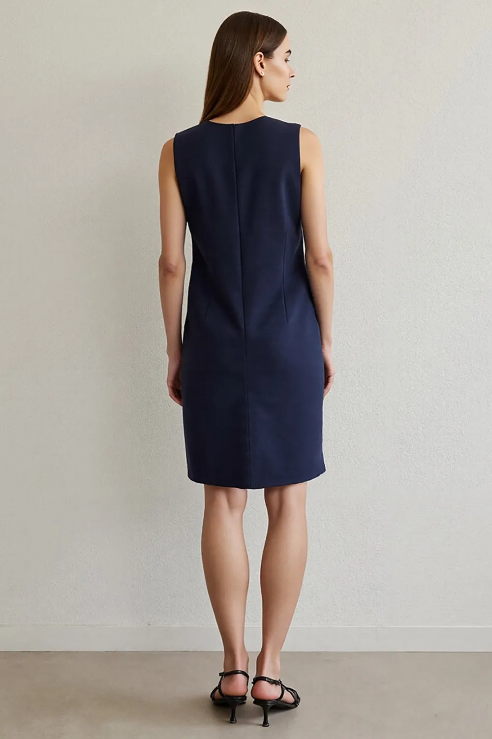 Navy Round Neck Bodycon Short Work Dress sold by Zapaka product image thumbnail 2