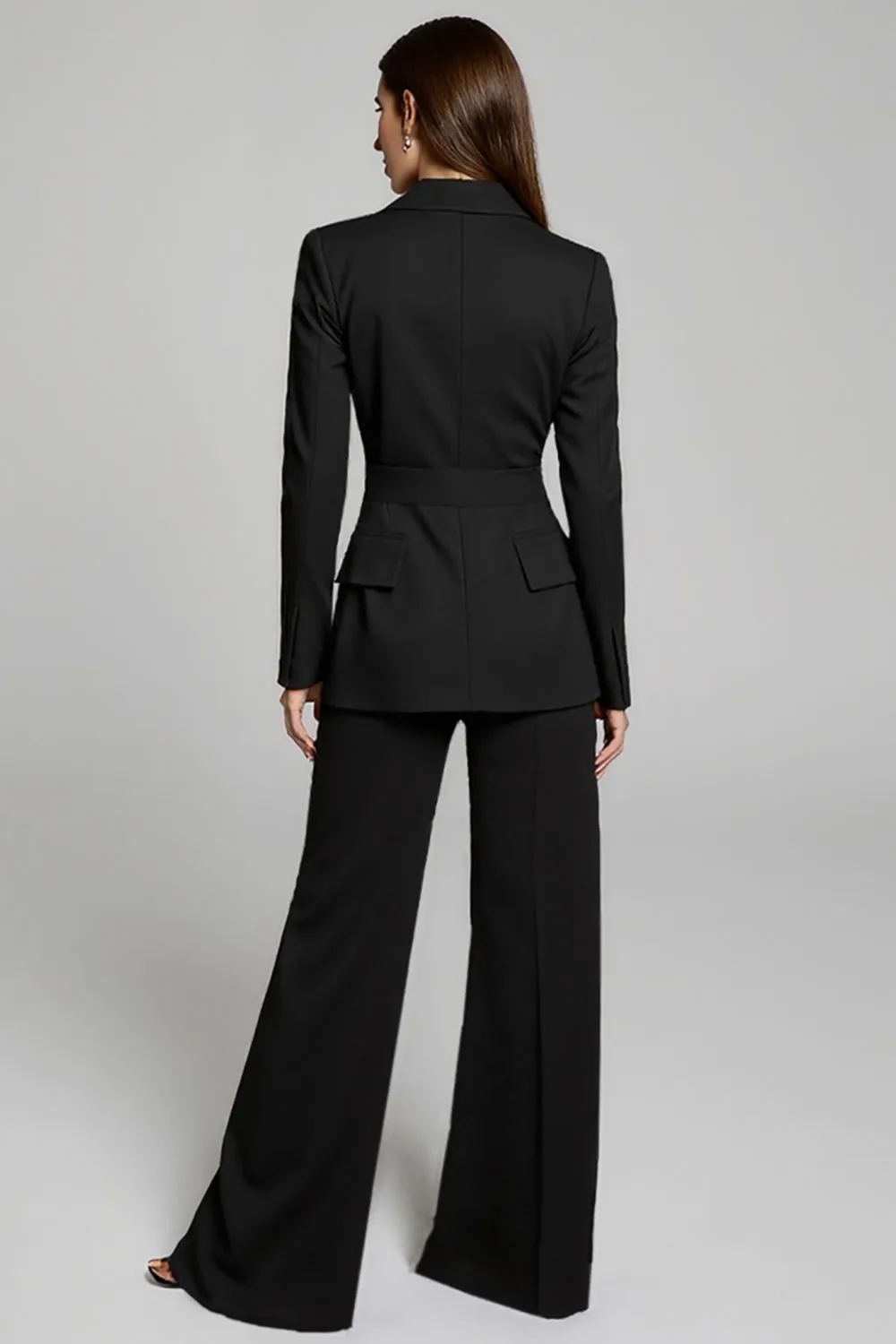 Long Sleeve Notched Lapel Black Work Dress sold by Zapaka product image thumbnail 2