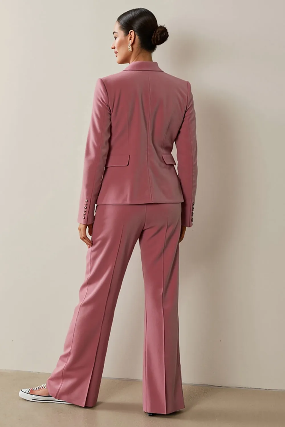 Grey Pink 2 Piece Notched Lapel Women Suits with 3D Flower sold by Zapaka product image thumbnail 2