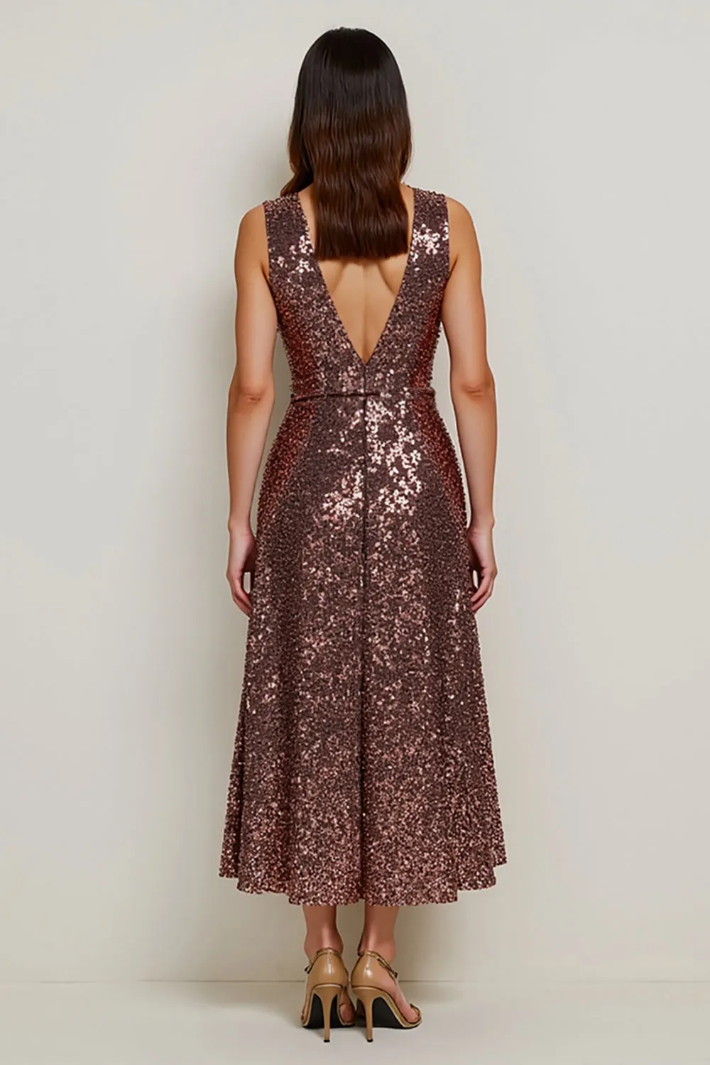 Sparkly Coffee Sequins Sheath Holiday Dress sold by Zapaka product image thumbnail 2