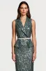 Sparkly Grey Green Sequins Bodycon Midi Semi Formal Dress with Ruffles sold by Zapaka