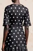 Black A Line Short Sleeve Polka Dot Dress sold by Zapaka