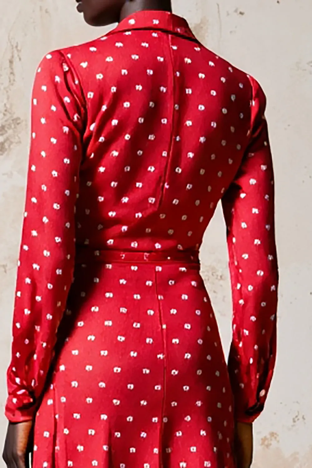 Red A Line Long Sleeve Polka Dot Dress sold by Zapaka product image thumbnail 4