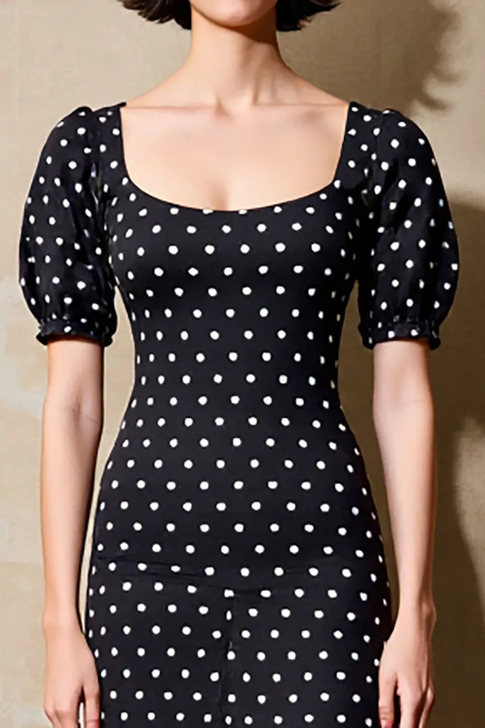 Black Sheath Short Sleeve Polka Dot Dress sold by Zapaka product image thumbnail 3