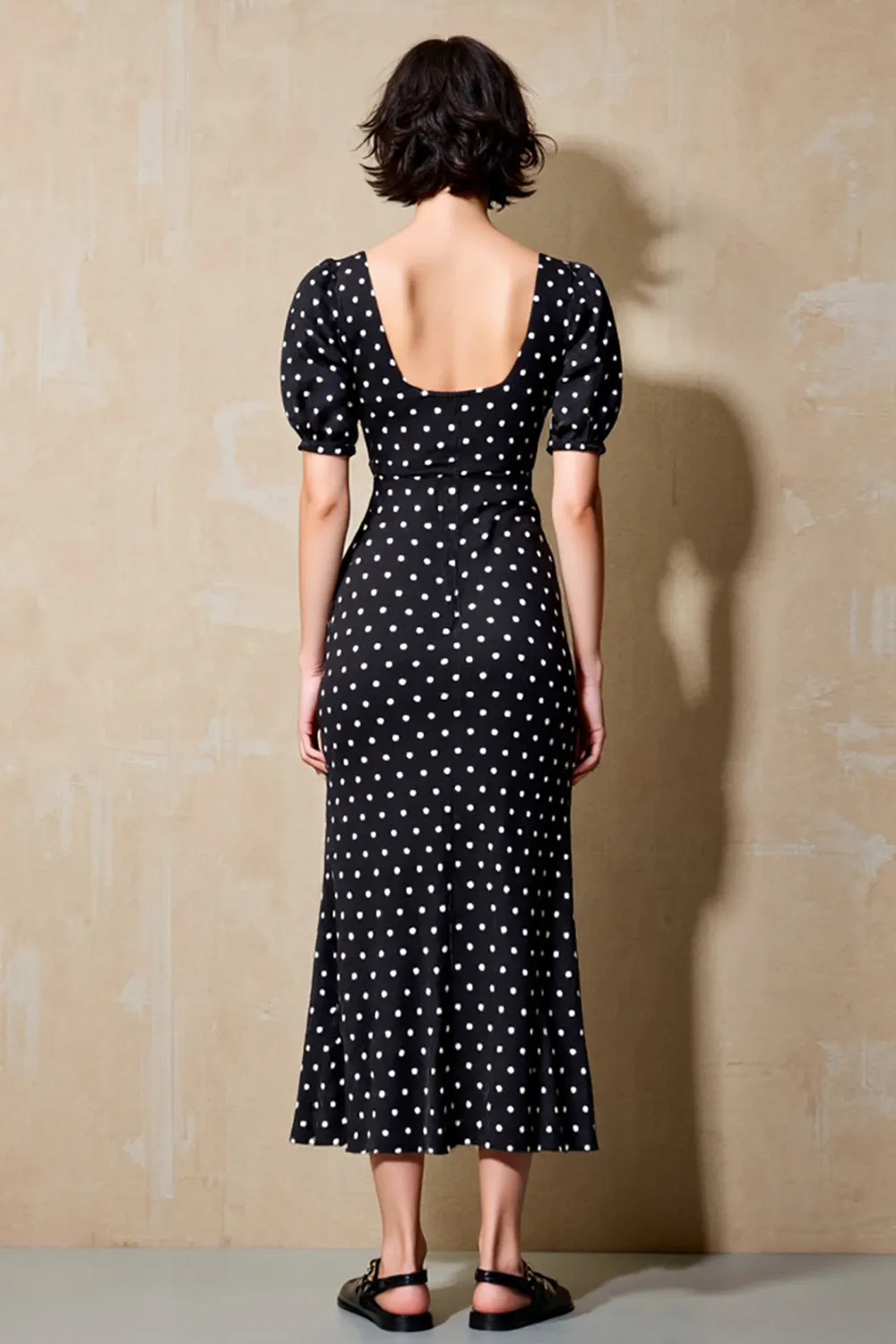 Black Sheath Short Sleeve Polka Dot Dress sold by Zapaka product image thumbnail 2
