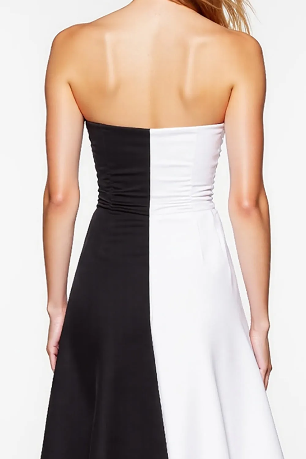 Strapless A Line Black and White Cocktail Dress with Slit sold by Zapaka product image thumbnail 4