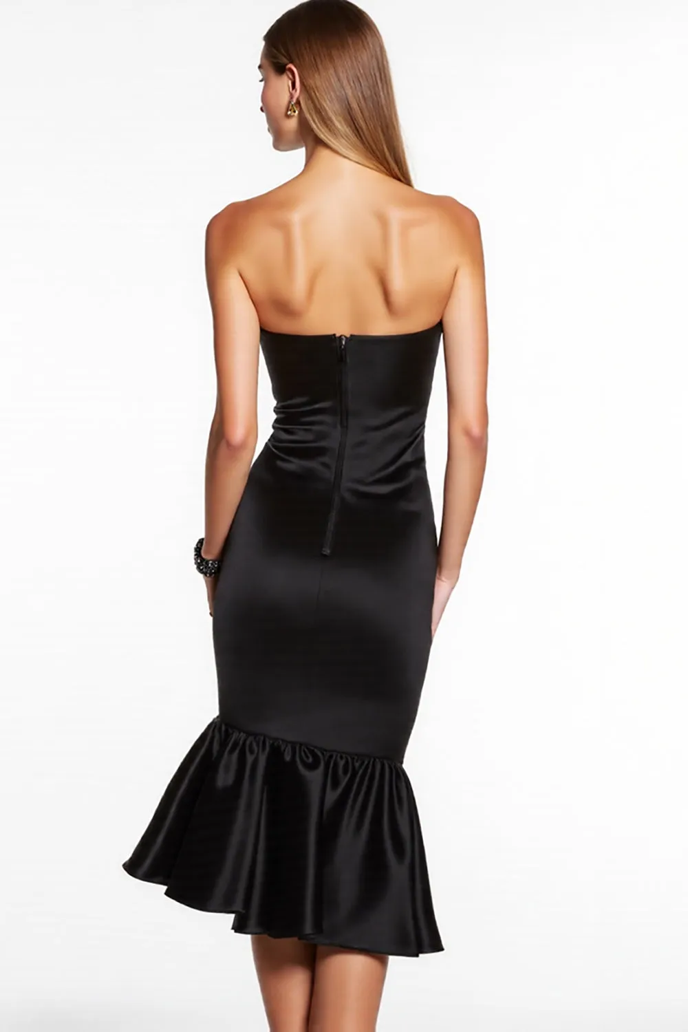 Mermaid Black Strapless Midi Cocktail Dress sold by Zapaka product image thumbnail 2