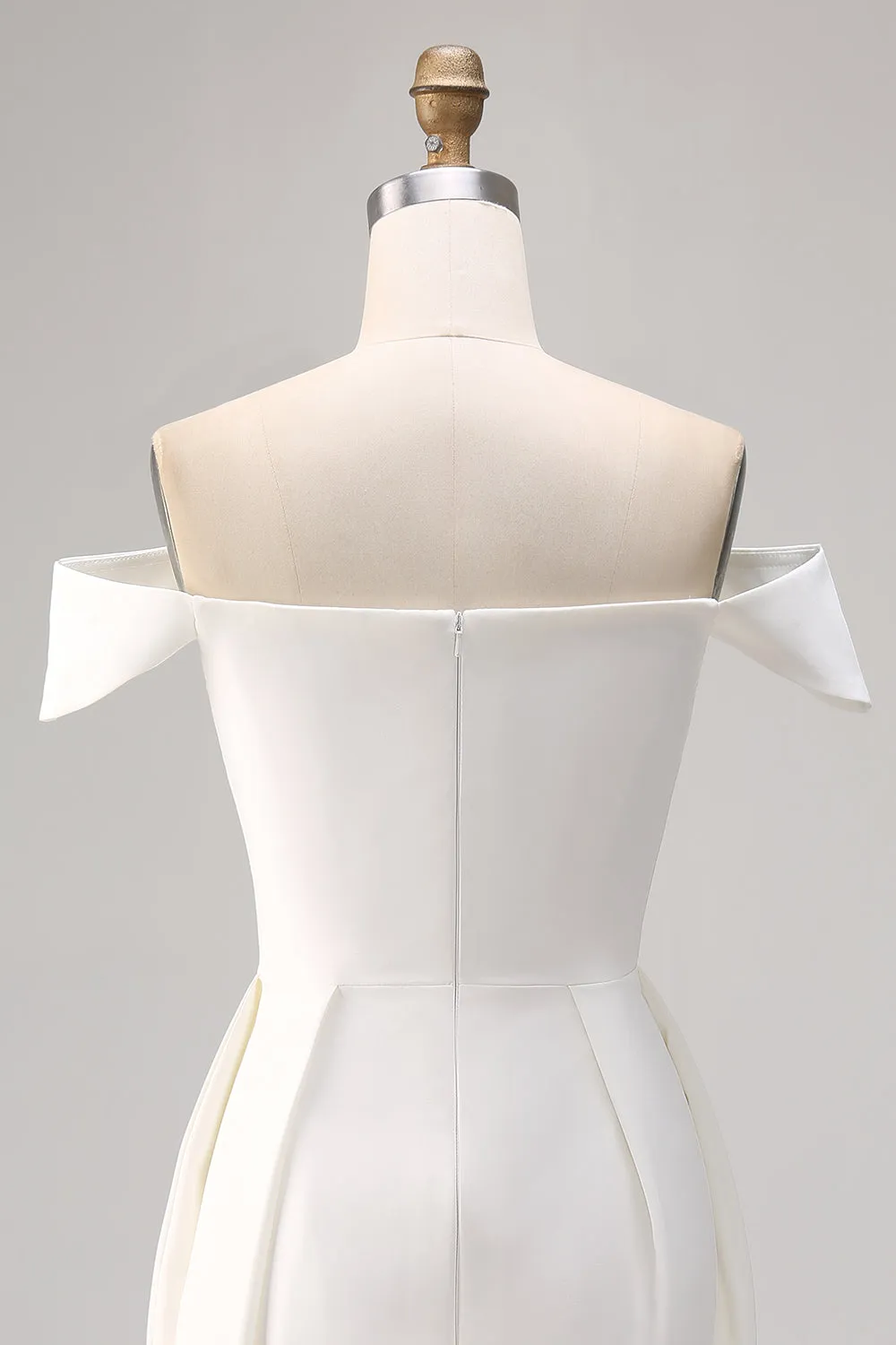 White Bodycon Off The Shoulder Satin Graduation Dress sold by Zapaka product image thumbnail 5