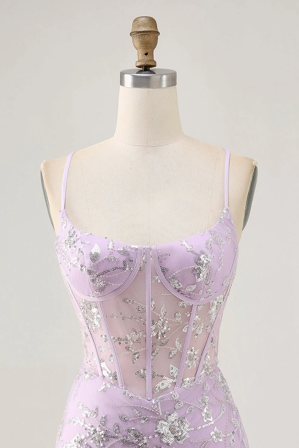 Lilac Corset Sequins Tight Short Homecoming Dress sold by Zapaka product image thumbnail 4