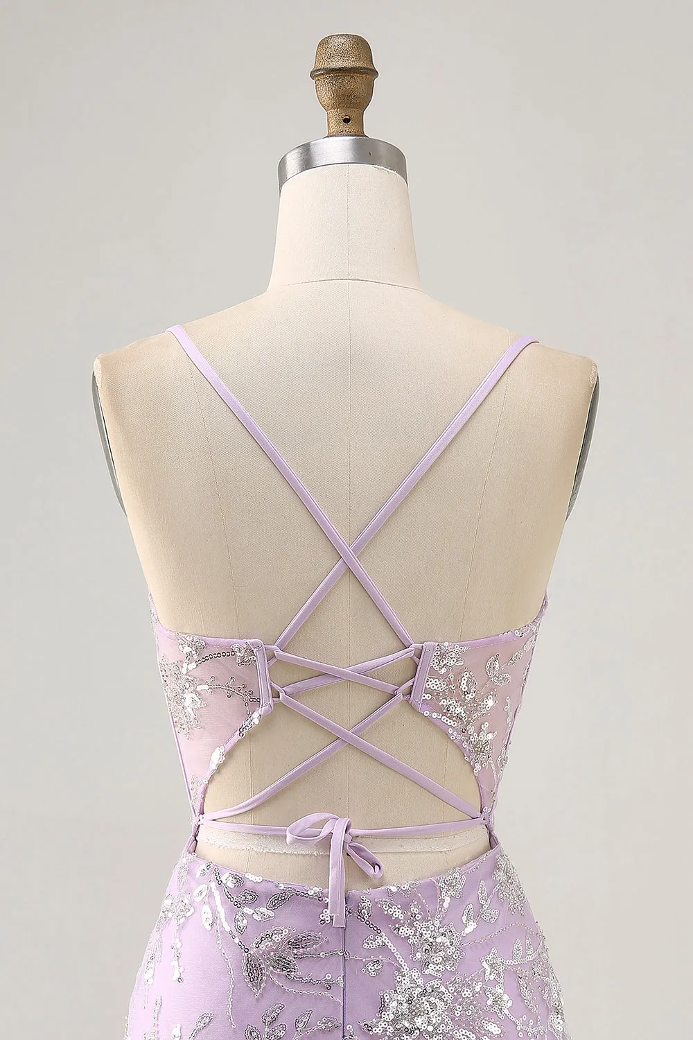 Lilac Corset Sequins Tight Short Homecoming Dress sold by Zapaka product image thumbnail 5