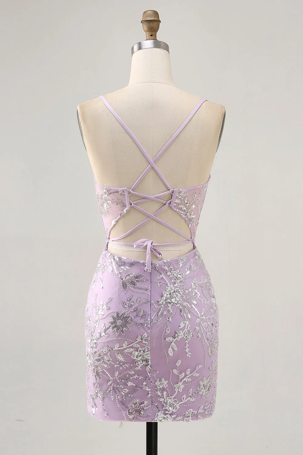 Lilac Corset Sequins Tight Short Homecoming Dress sold by Zapaka product image thumbnail 2