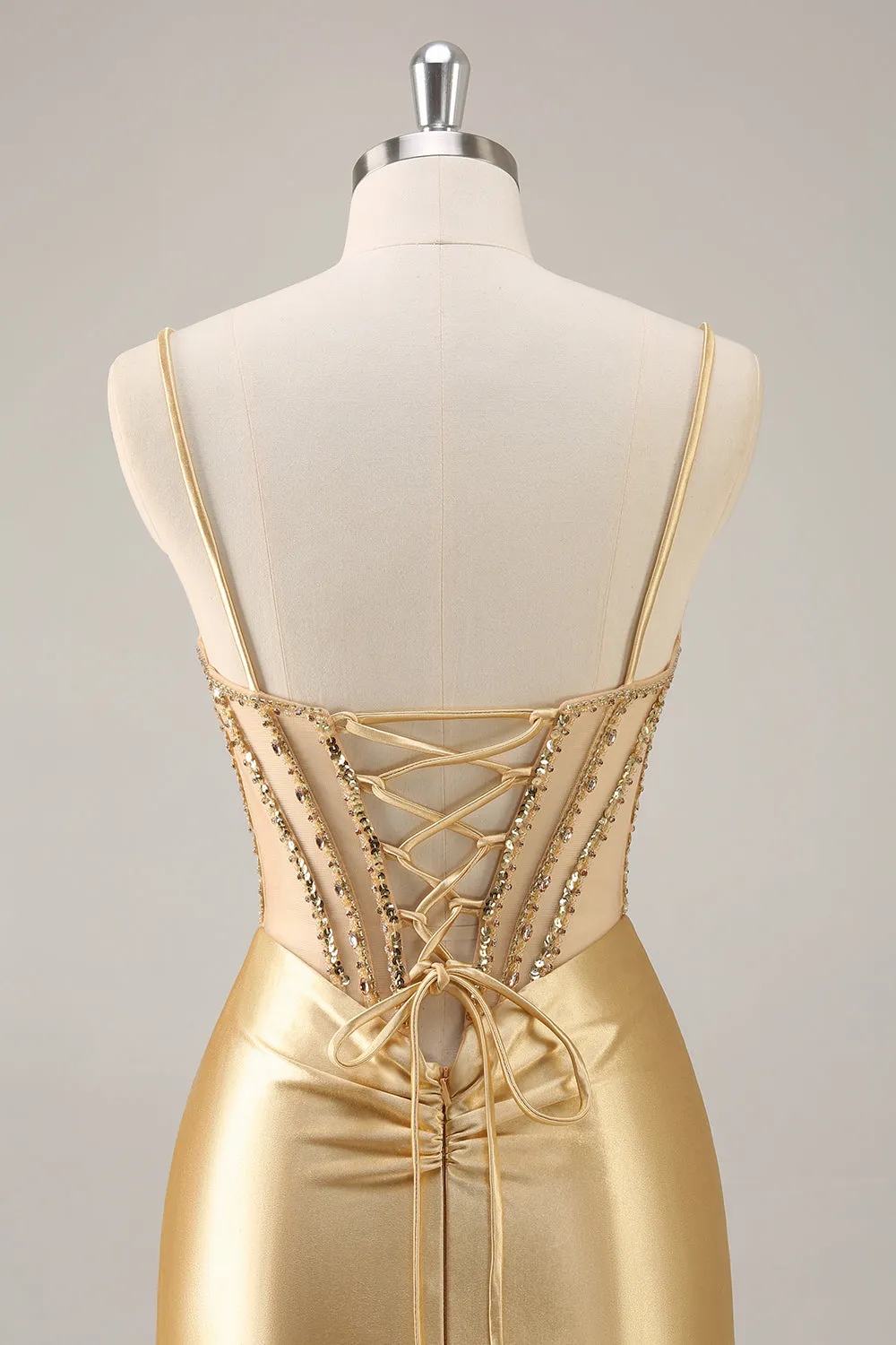 Golden Corset Bodycon Tight Beaded Short Homecoming Dress sold by Zapaka product image thumbnail 5