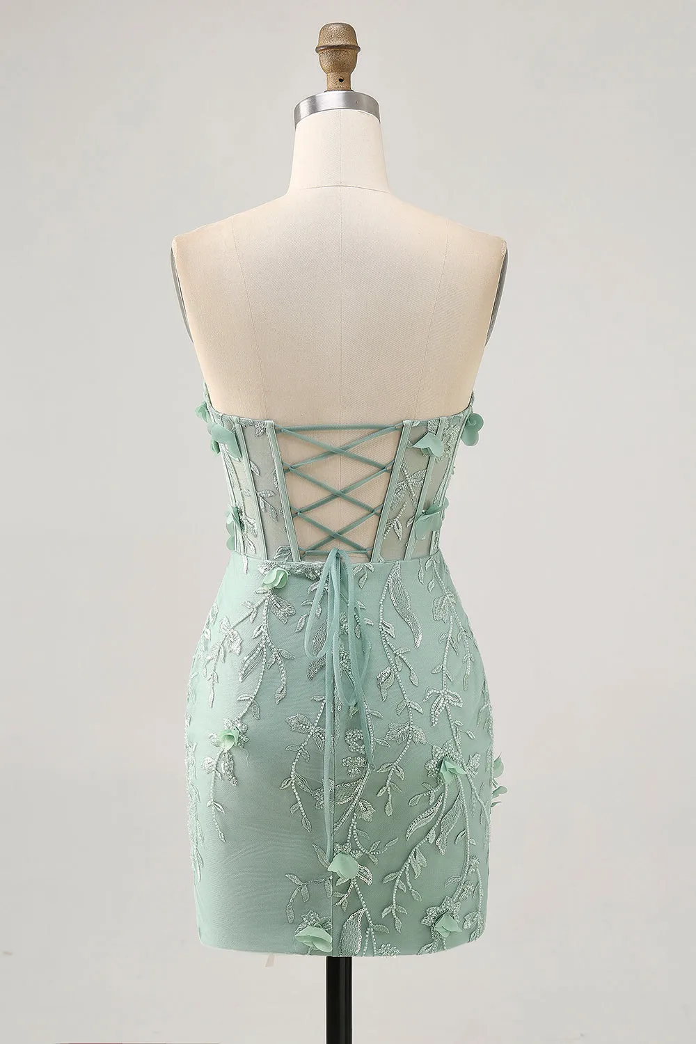 Sage Sweetheart Corset Appliqued Short Homecoming Dress sold by Zapaka product image thumbnail 2