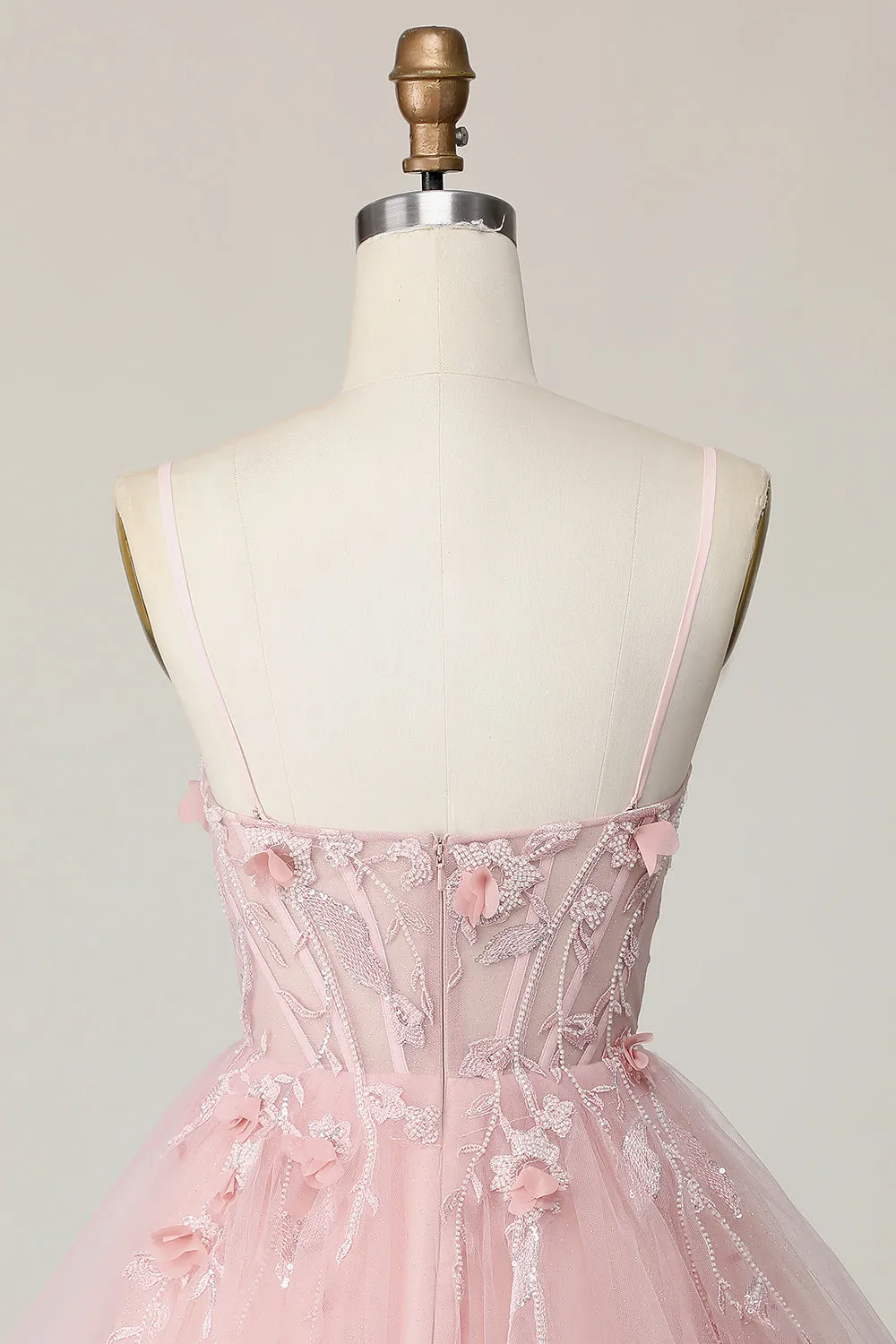 Pink Corset A Line Short Appliqued Homecoming Dress with Beading sold by Zapaka product image thumbnail 5