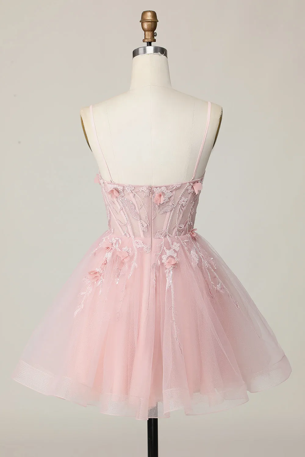 Pink Corset A Line Short Appliqued Homecoming Dress with Beading sold by Zapaka product image thumbnail 2