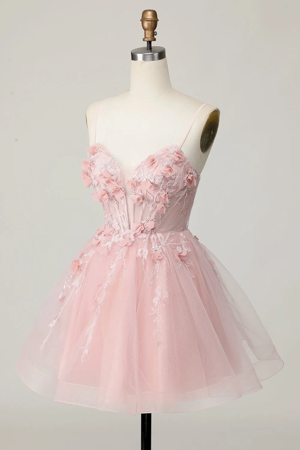 Pink Corset A Line Short Appliqued Homecoming Dress with Beading sold by Zapaka product image thumbnail 3