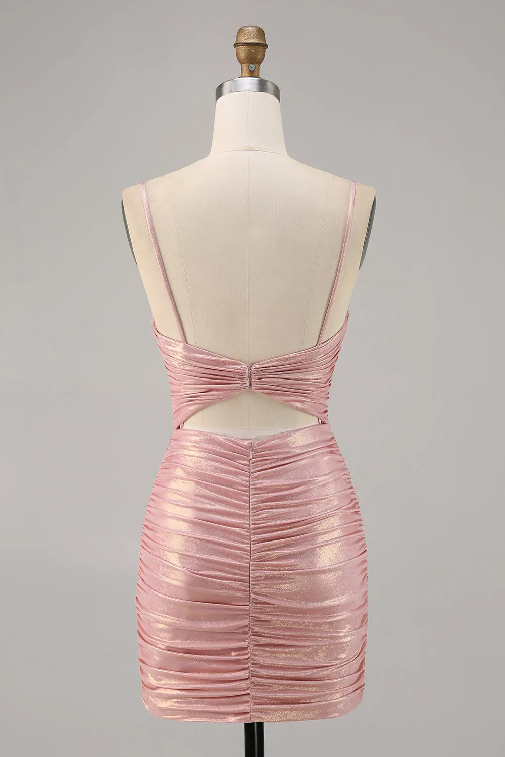 Glitter Blush Cut Out Ruched Tight Homecoming Dress sold by Zapaka product image thumbnail 2