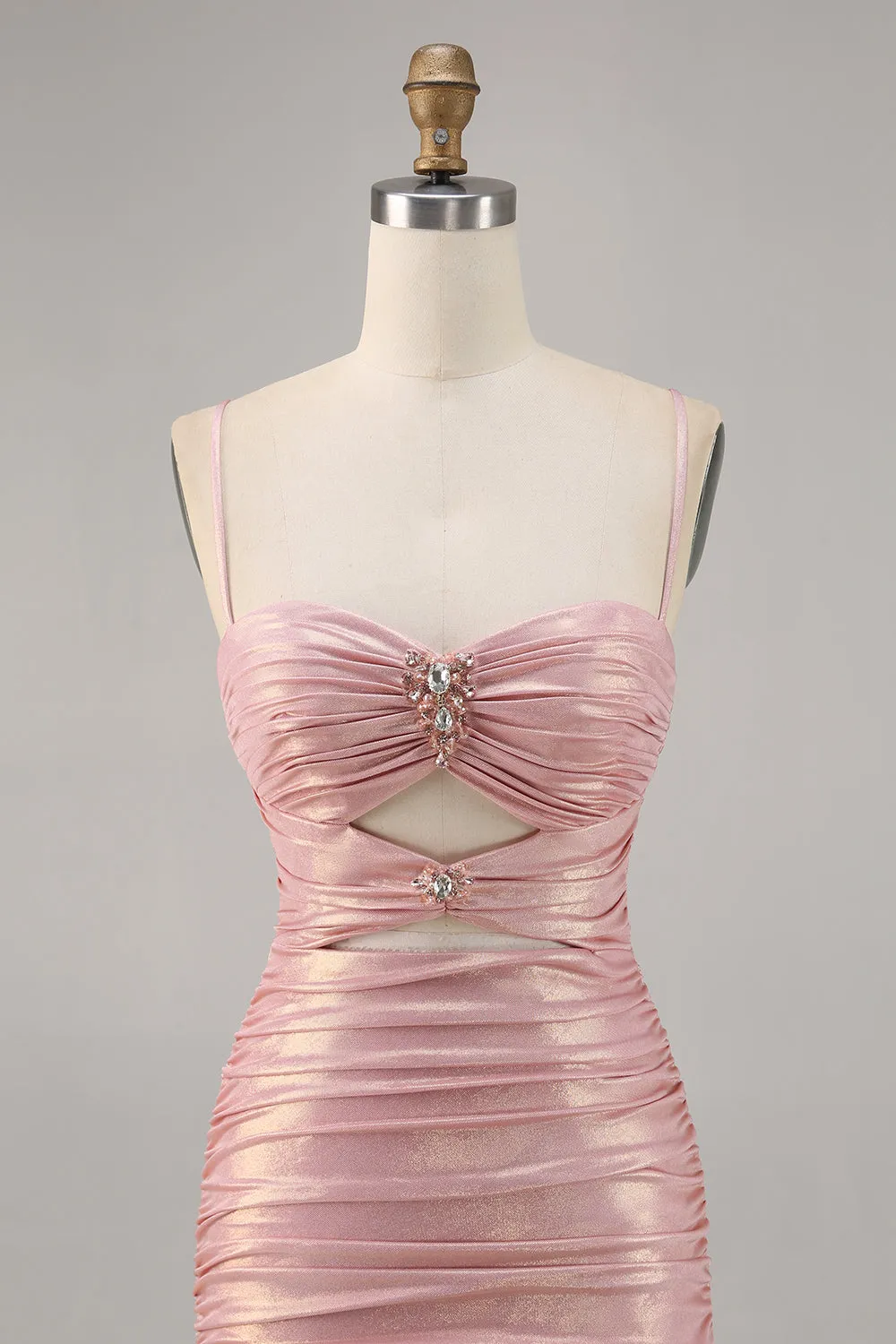 Glitter Blush Cut Out Ruched Tight Homecoming Dress sold by Zapaka product image thumbnail 4