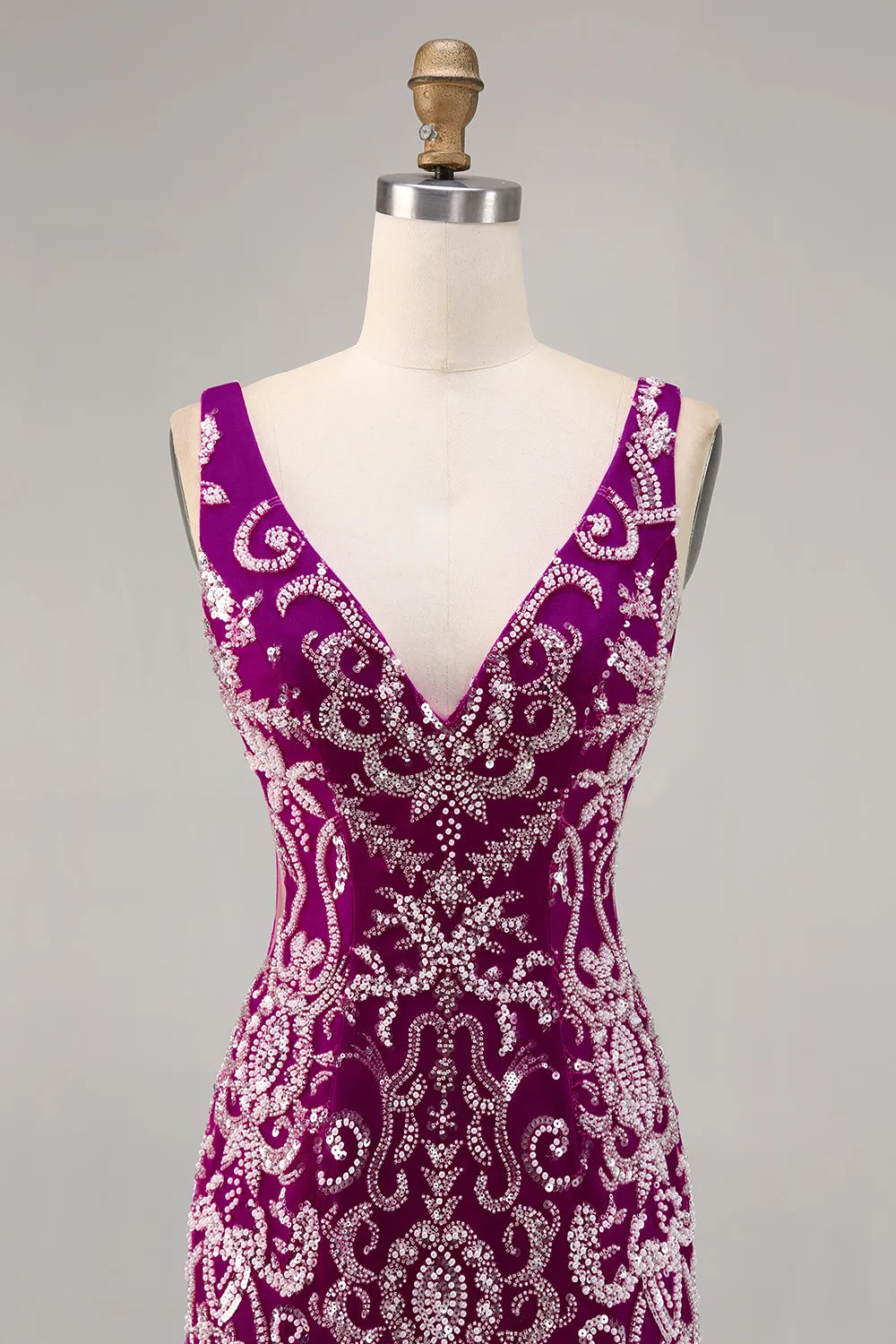 Sparkly Fuchsia Beaded Bodycon Homecoming Dress sold by Zapaka product image thumbnail 4