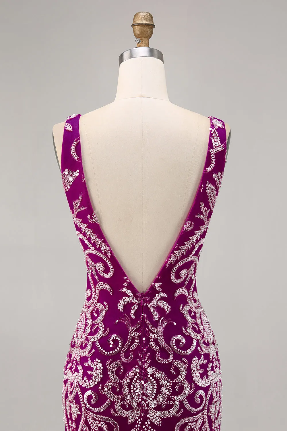 Sparkly Fuchsia Beaded Bodycon Homecoming Dress sold by Zapaka product image thumbnail 5
