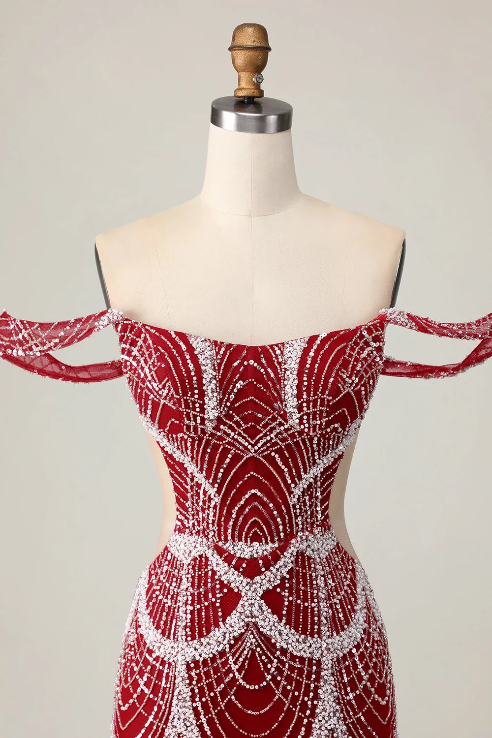 Off the Shoulder Bodycon Red Homecoming Dress with Sequins sold by Zapaka product image thumbnail 4