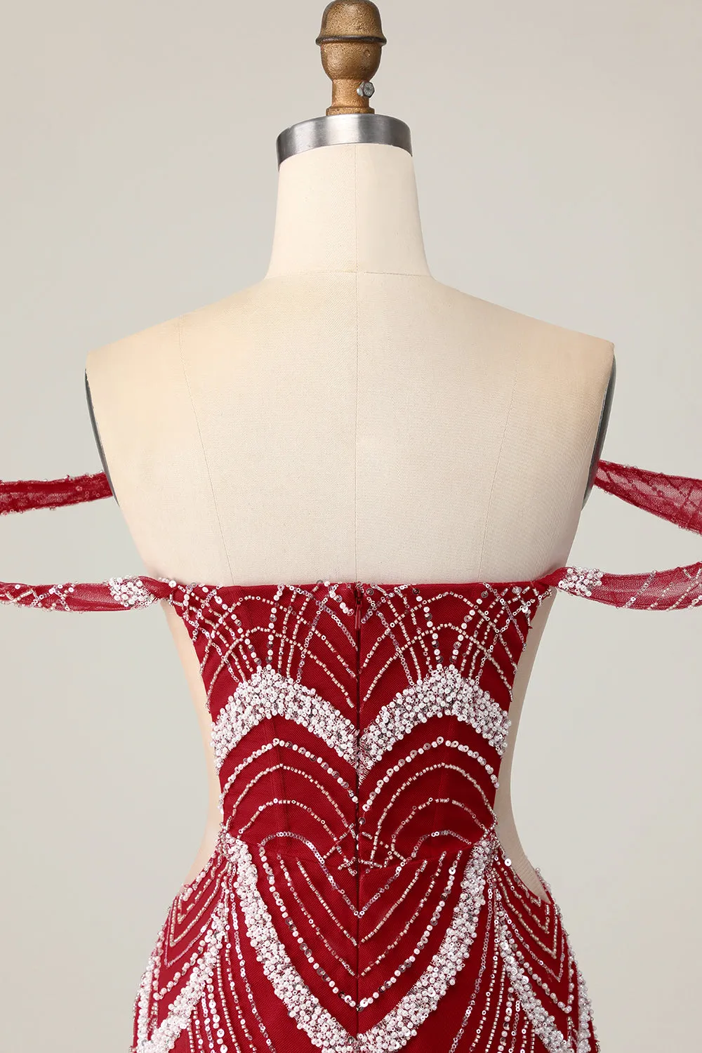 Off the Shoulder Bodycon Red Homecoming Dress with Sequins sold by Zapaka product image thumbnail 5