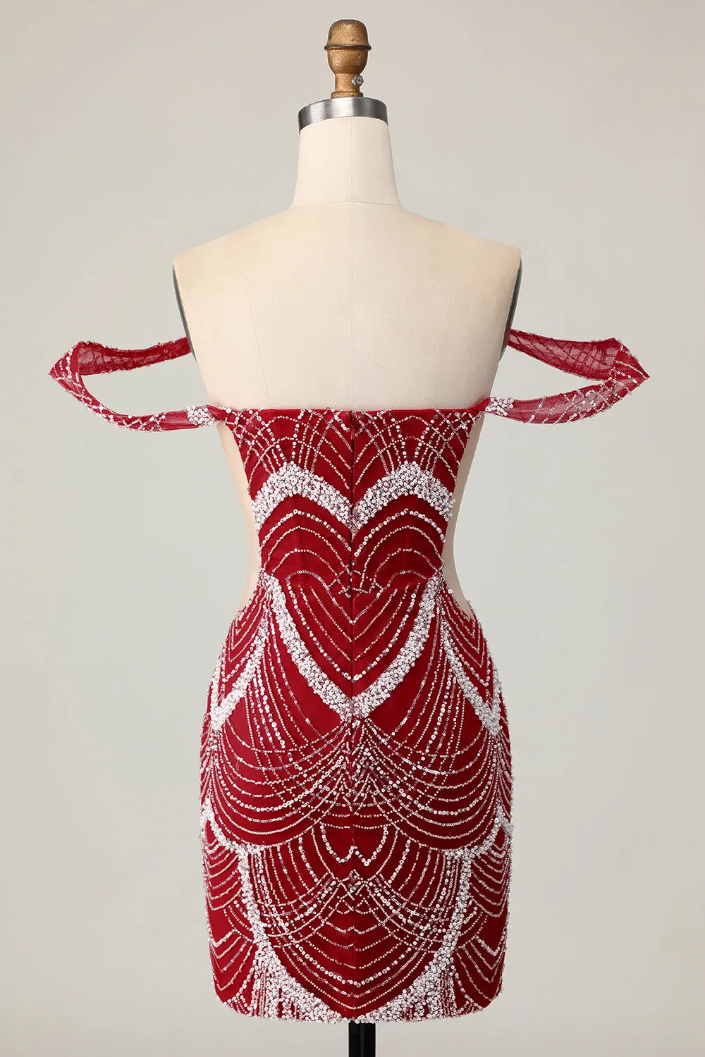 Off the Shoulder Bodycon Red Homecoming Dress with Sequins sold by Zapaka product image thumbnail 2