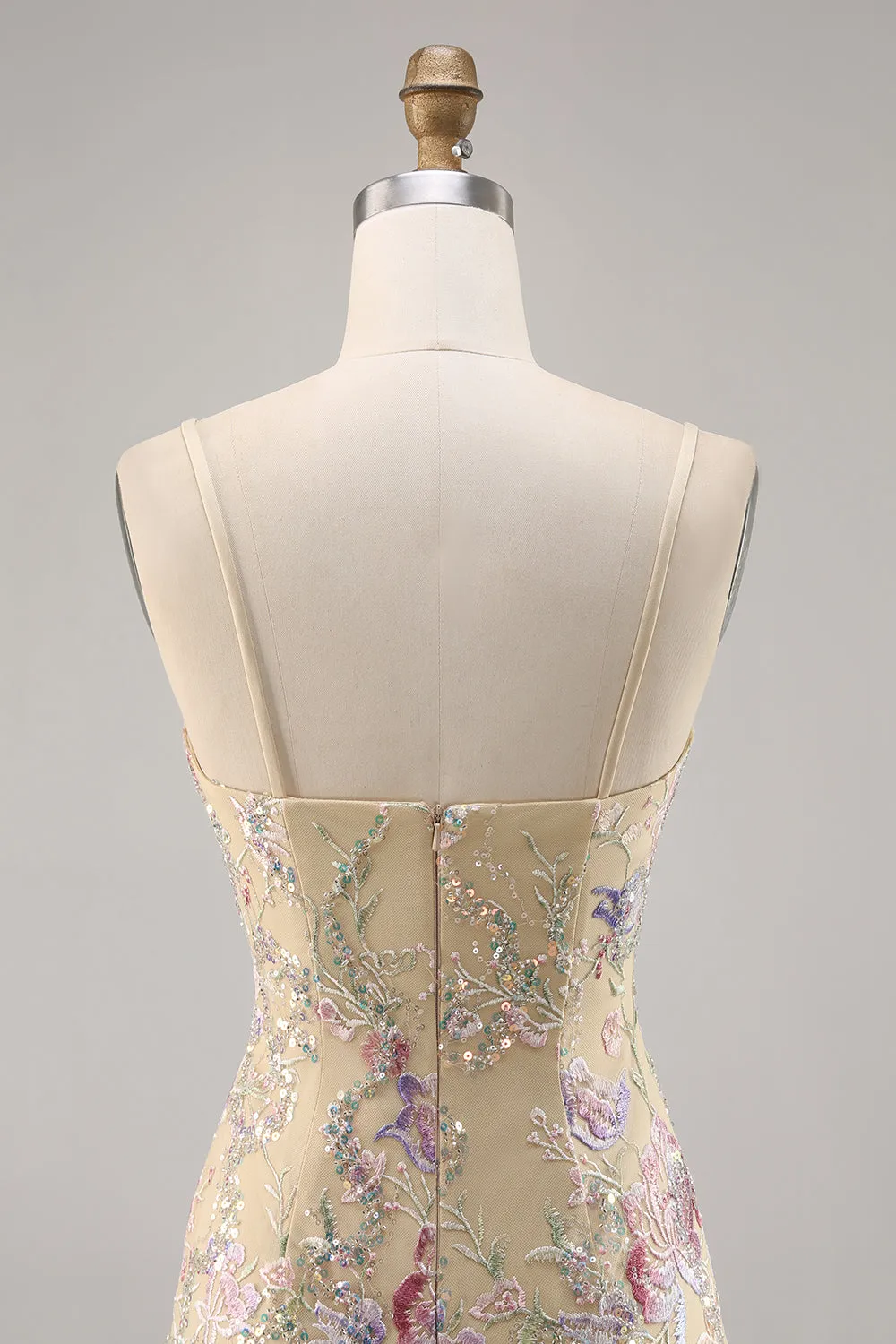 Sparkly Apricot Floral Embroidered Bodycon Homecoming Dress sold by Zapaka product image thumbnail 5