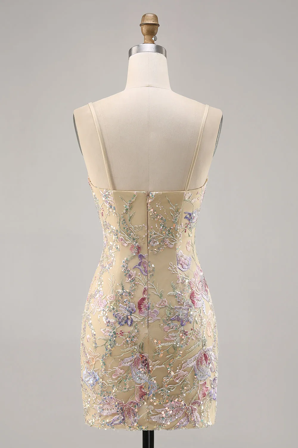 Sparkly Apricot Floral Embroidered Bodycon Homecoming Dress sold by Zapaka product image thumbnail 2