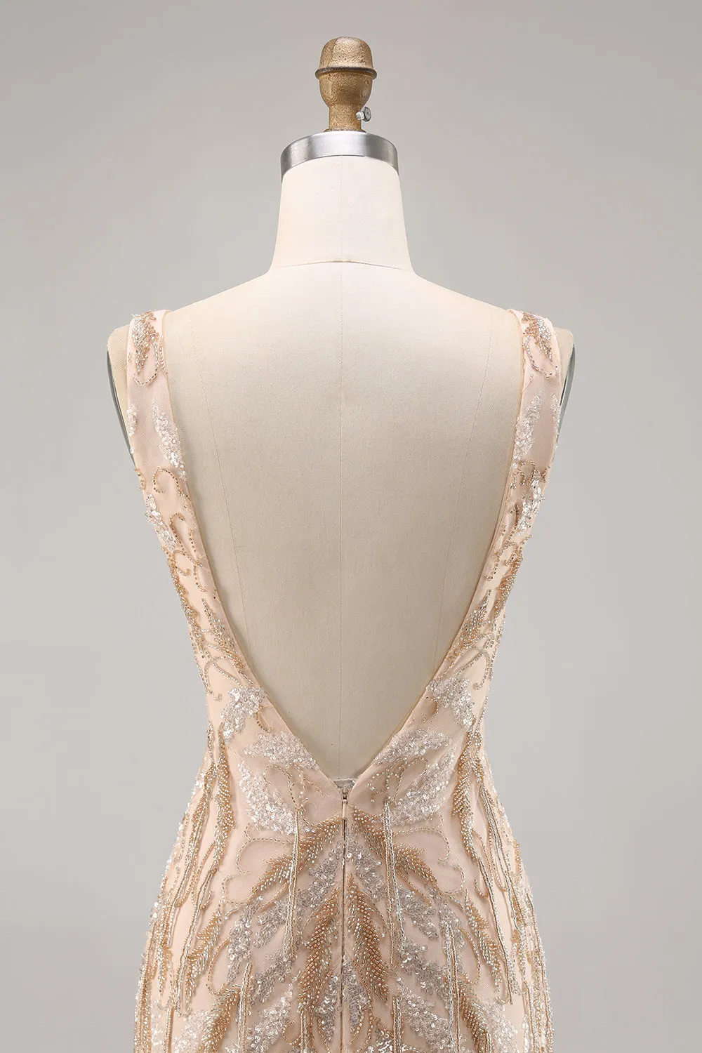 Sparkly Champagne Bodycon Beaded Homecoming Dress with Sequins sold by Zapaka product image thumbnail 5