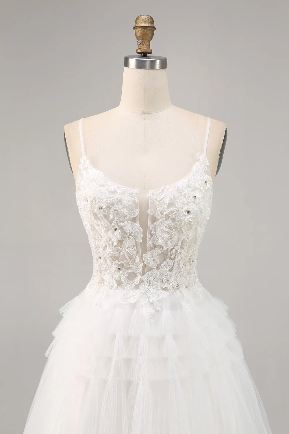 White Tulle A-Line Short Homecoming Dress with Appliques sold by Zapaka product image thumbnail 4