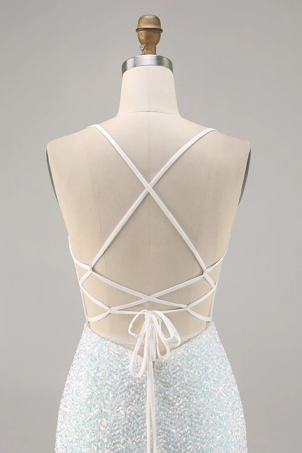 Sparkly White Bodycon Corset Homecoming Dress with Appliques sold by Zapaka product image thumbnail 5