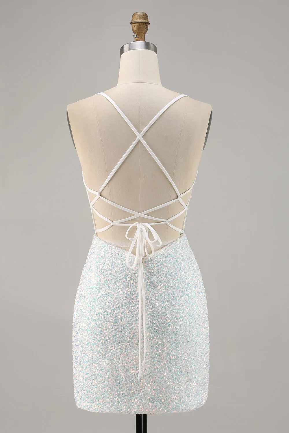 Sparkly White Bodycon Corset Homecoming Dress with Appliques sold by Zapaka product image thumbnail 2