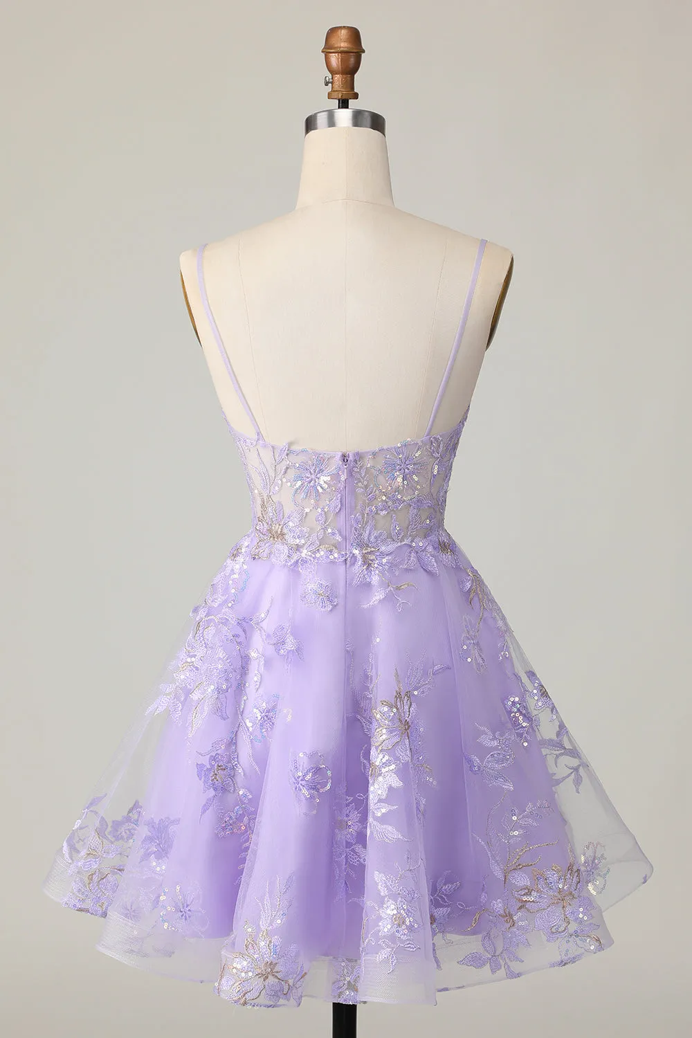 Sparkly Purple A Line Tulle Homecoming Dress with Appliques sold by Zapaka product image thumbnail 2