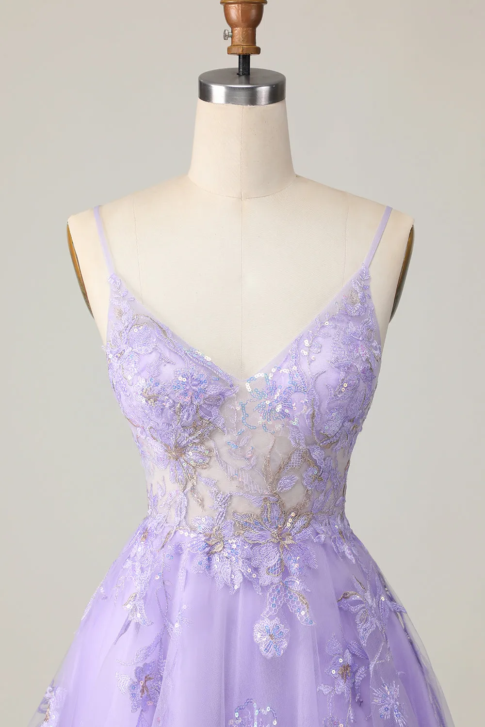 Sparkly Purple A Line Tulle Homecoming Dress with Appliques sold by Zapaka product image thumbnail 4