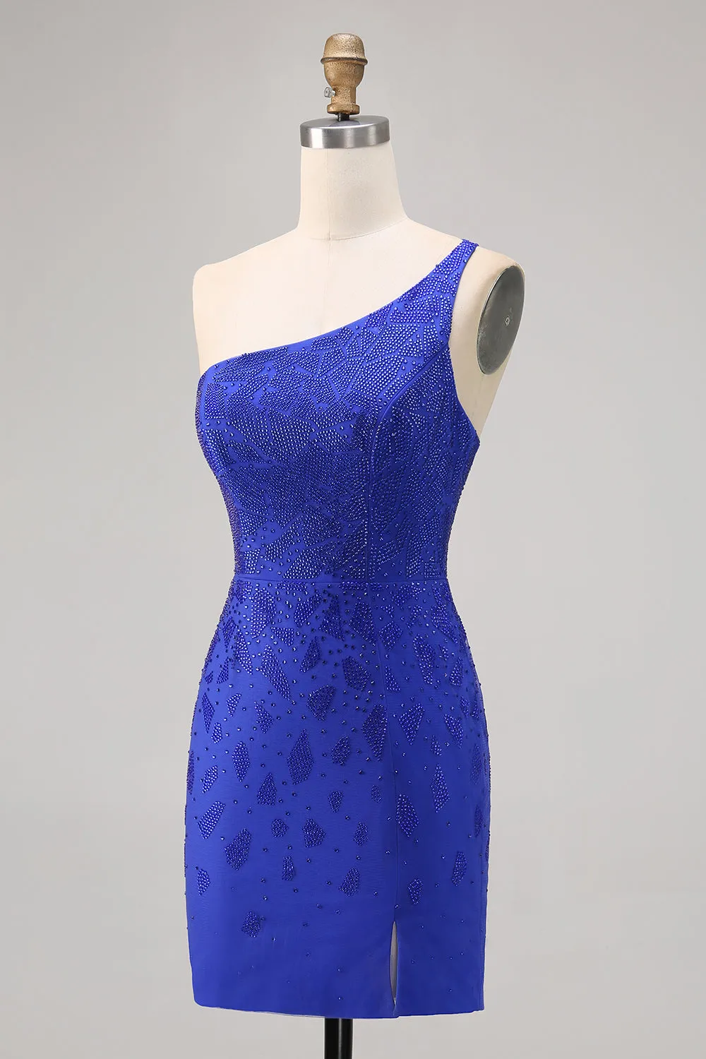 Royal Blue Bodycon Beaded One Shoulder Homecoming Dress sold by Zapaka product image thumbnail 3