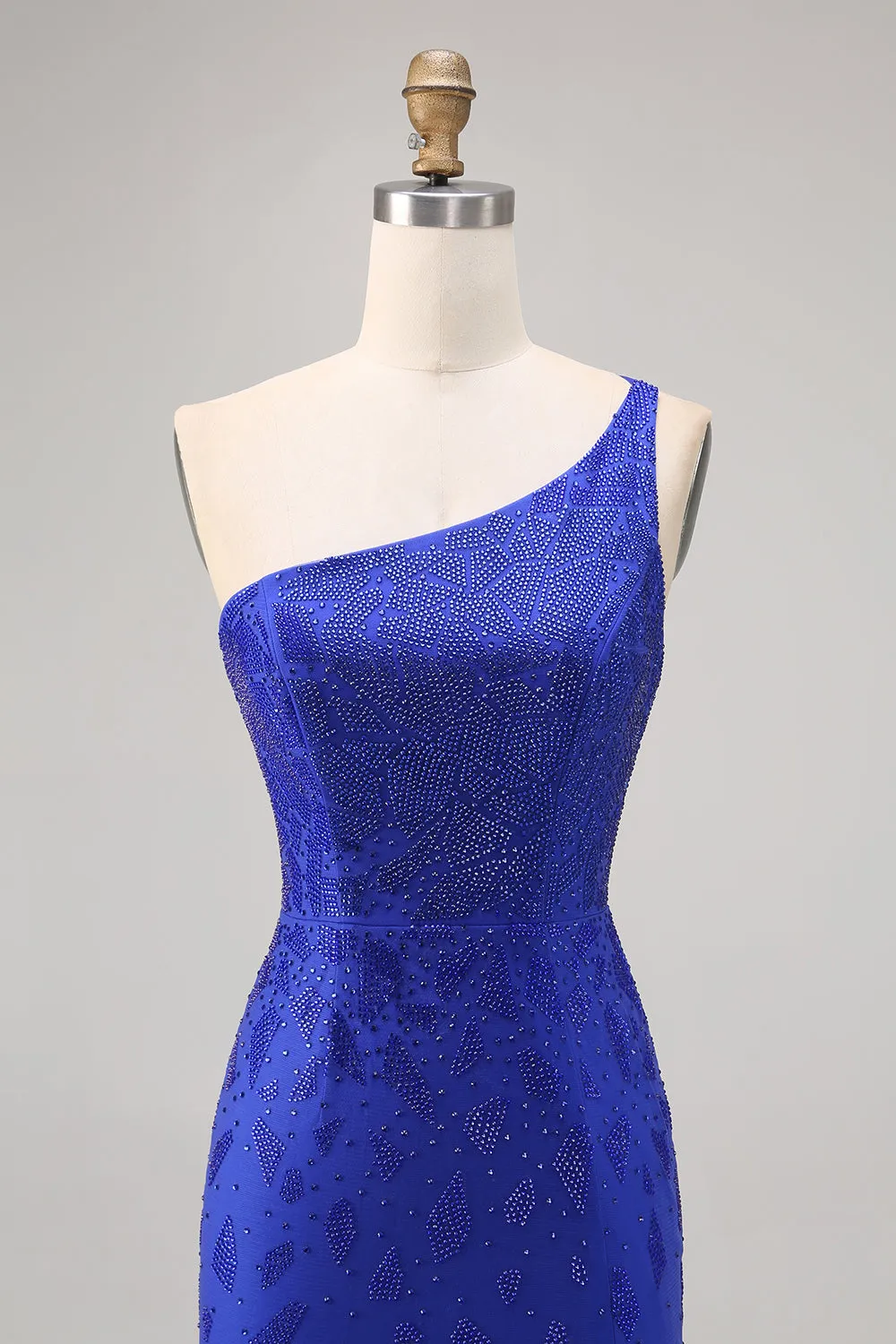 Royal Blue Bodycon Beaded One Shoulder Homecoming Dress sold by Zapaka product image thumbnail 4