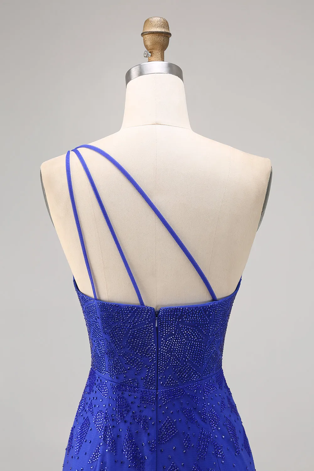 Royal Blue Bodycon Beaded One Shoulder Homecoming Dress sold by Zapaka product image thumbnail 5