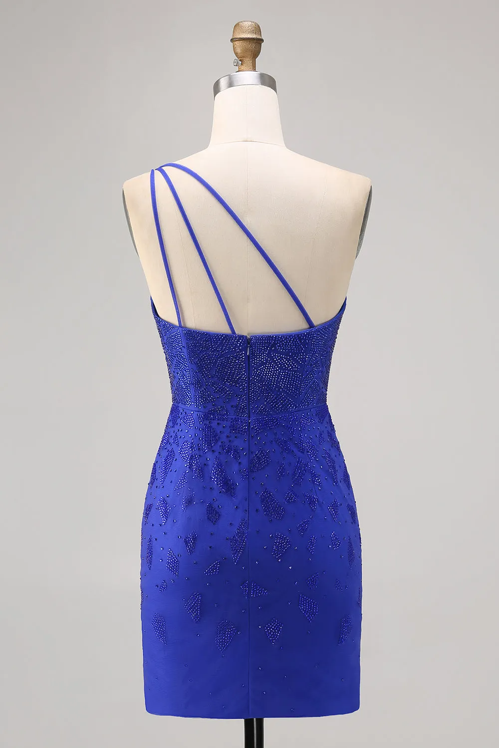 Royal Blue Bodycon Beaded One Shoulder Homecoming Dress sold by Zapaka product image thumbnail 2