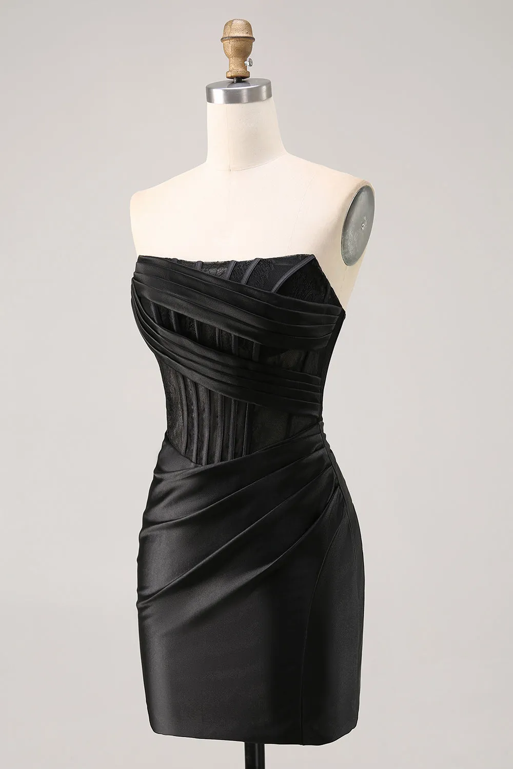 Corset Strapless Bodycon Lace Black Homecoming Dress sold by Zapaka product image thumbnail 3