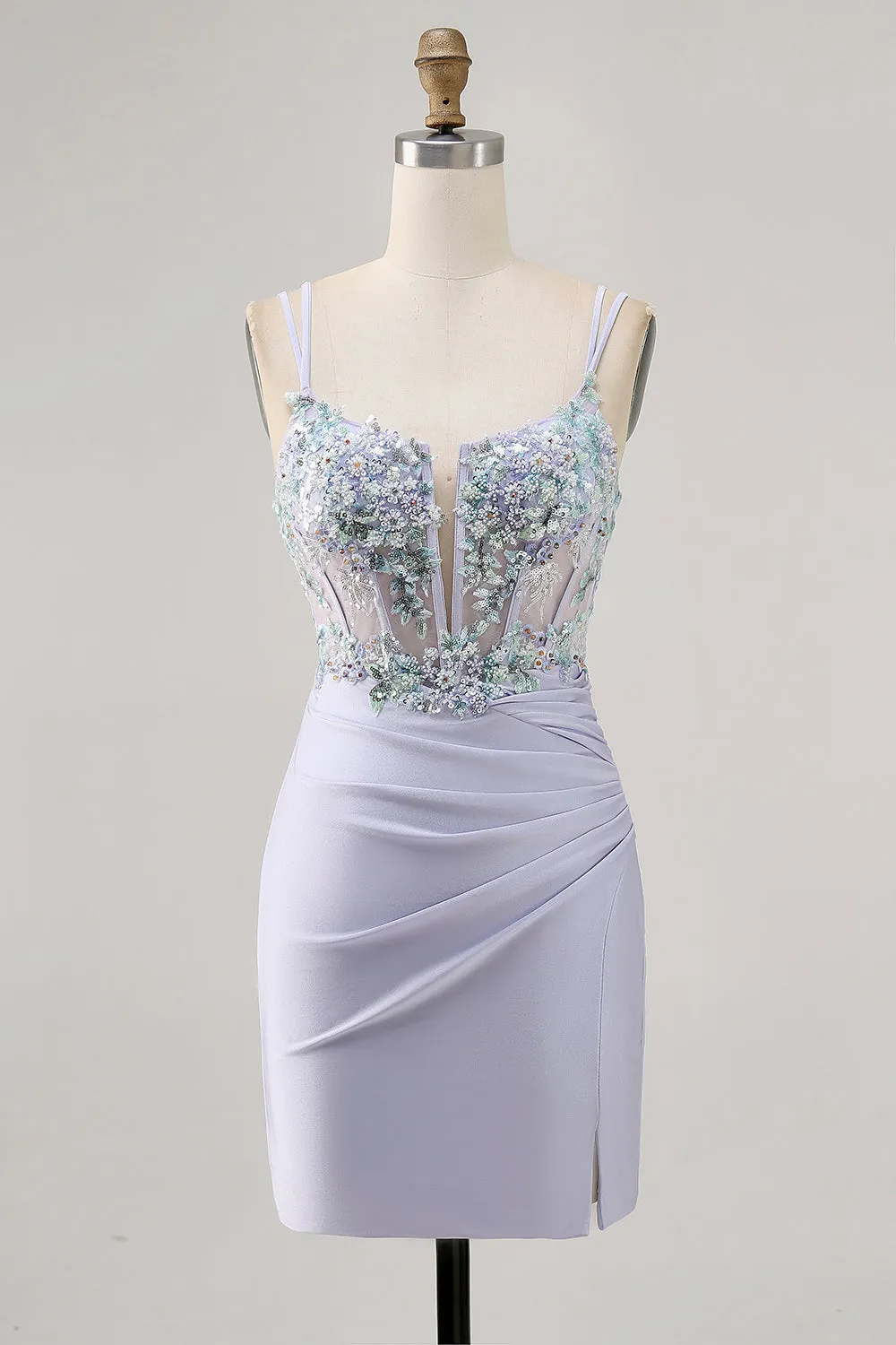Lavender Bodycon Corset Sequins Homecoming Dress sold by Zapaka