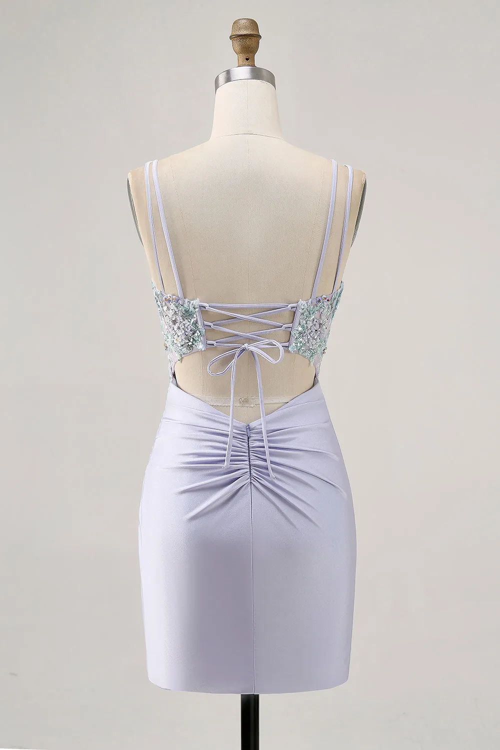 Lavender Bodycon Corset Sequins Homecoming Dress sold by Zapaka product image thumbnail 2