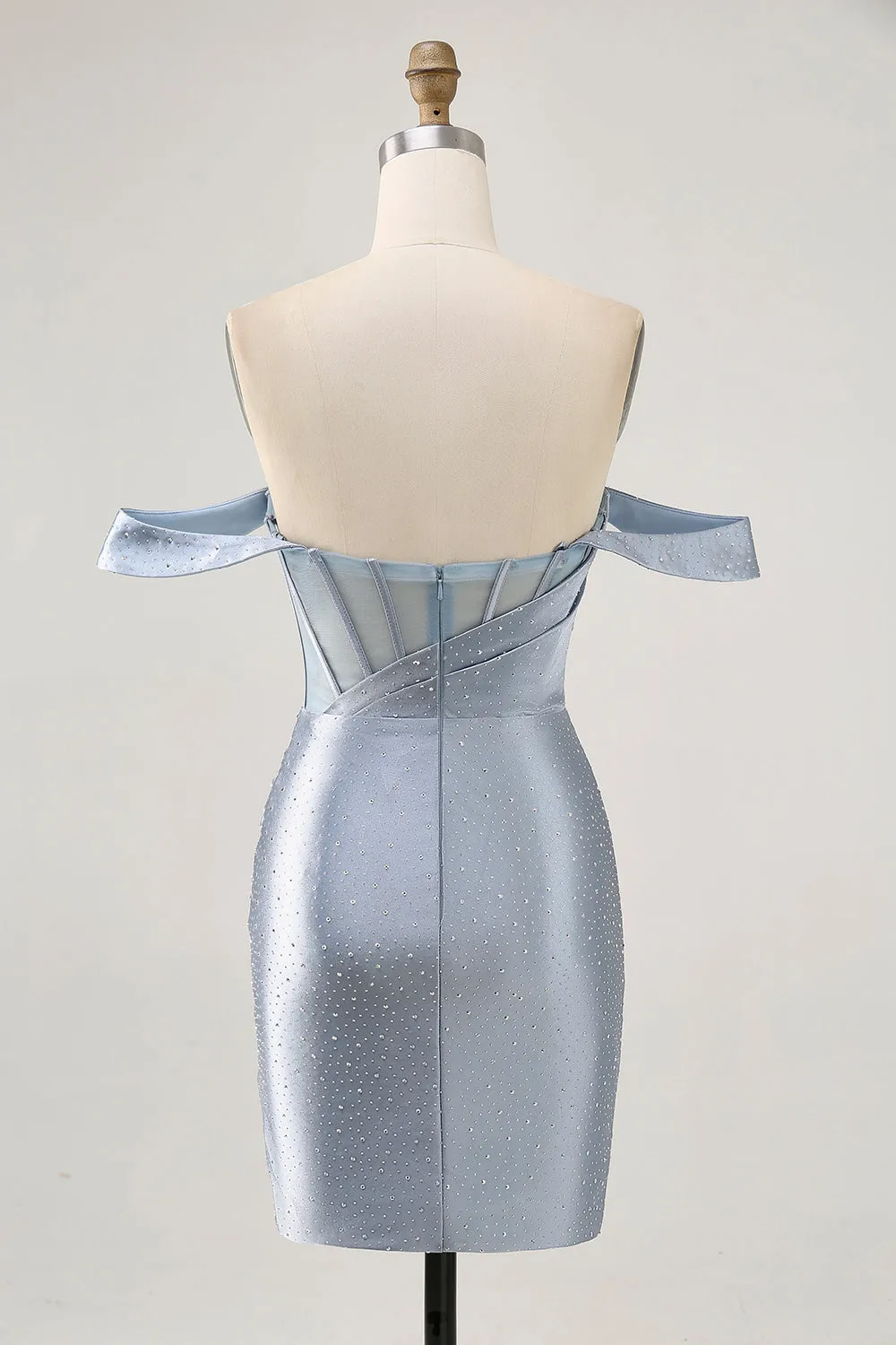 Dusty Blue Bodycon Corset Off The Shoulder Homecoming Dress sold by Zapaka product image thumbnail 2