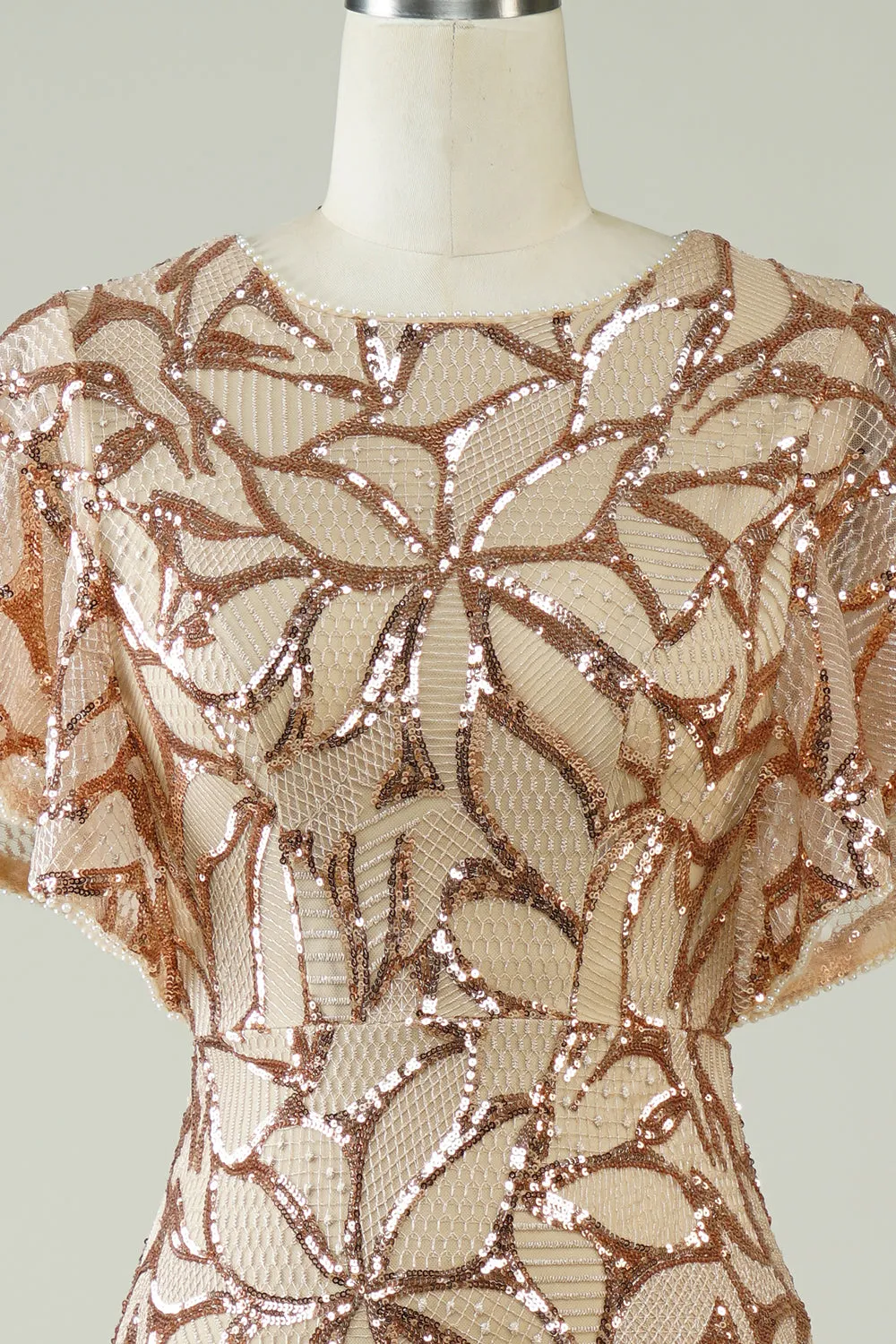 Champagne Sequins Long Prom Dress with Slit Back sold by Zapaka product image thumbnail 4