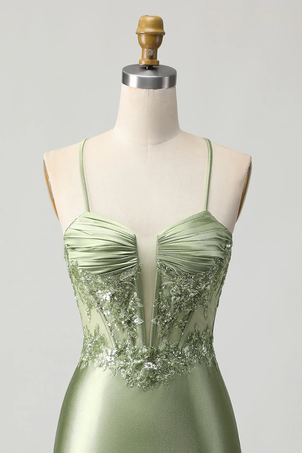 Sage Green Bodycon Corset Sequins Homecoming Dress with Lace Up Back sold by Zapaka product image thumbnail 4