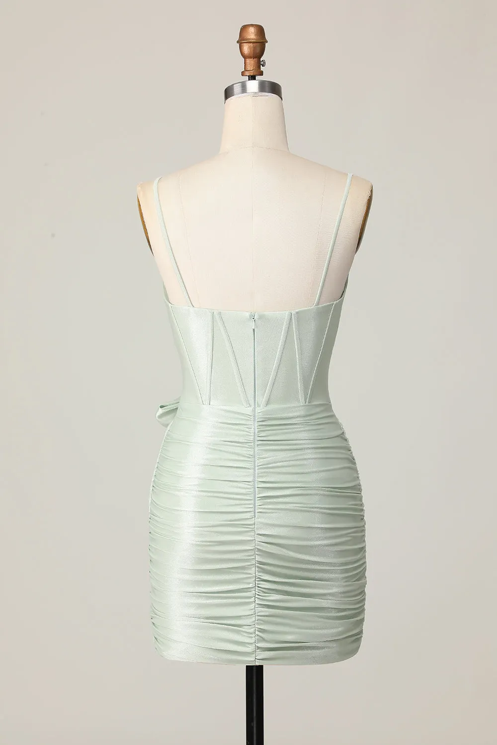 Sage Bodycon Corset Short Homecoming Dress with Bow sold by Zapaka product image thumbnail 2