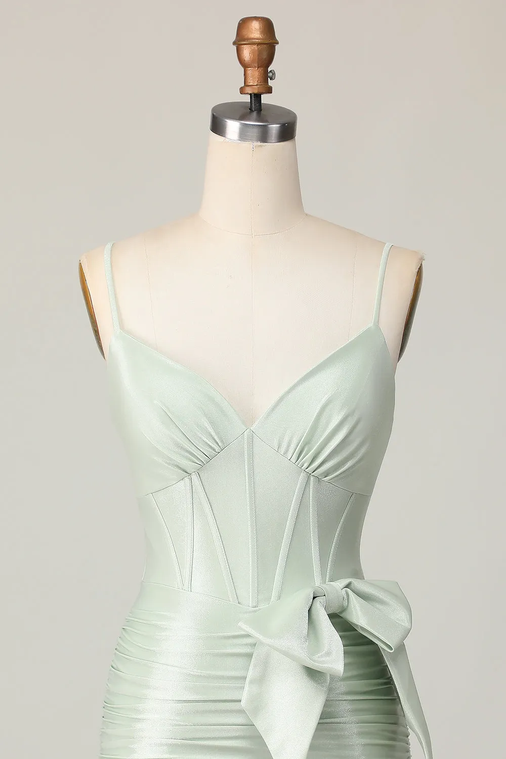 Sage Bodycon Corset Short Homecoming Dress with Bow sold by Zapaka product image thumbnail 4