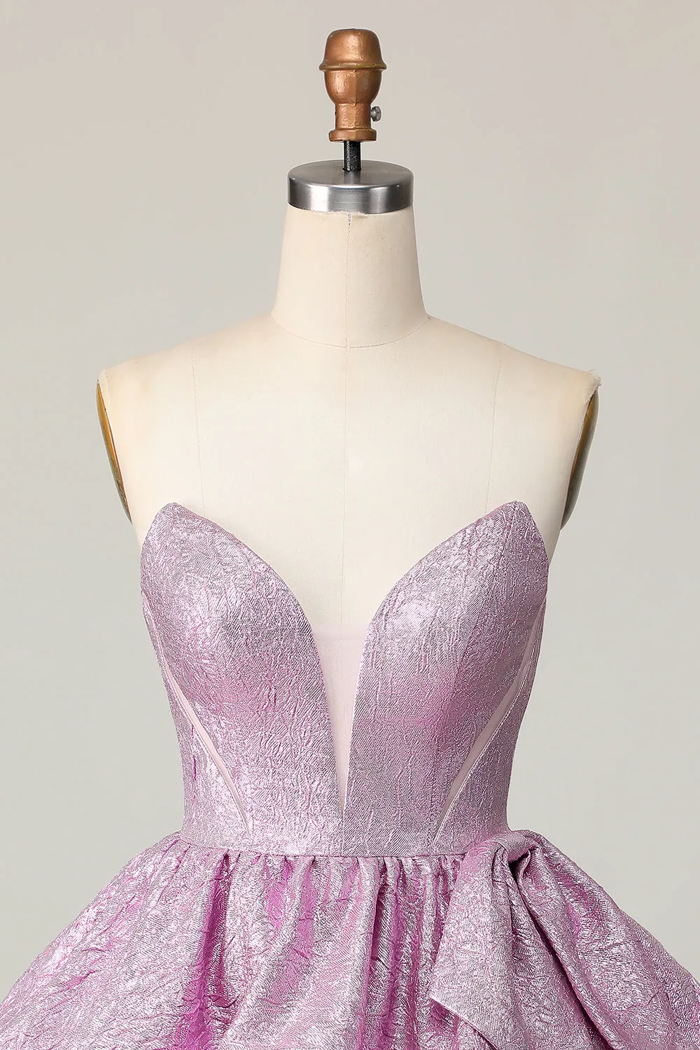 Light Purple A Line Strapless Lace Up Back Tiered Homecoming Dress with Bow sold by Zapaka product image thumbnail 4
