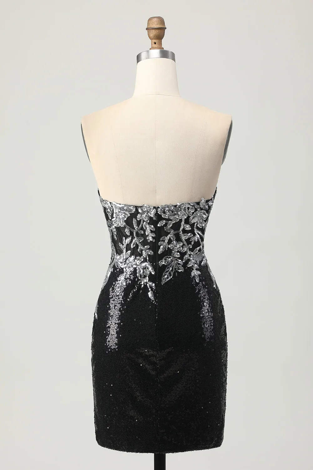 Sparkly Black Silver Bodycon Sequins Mini Homecoming Dress sold by Zapaka product image thumbnail 2